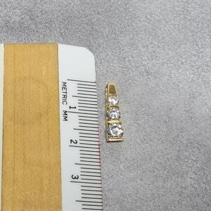 14K Yellow Gold Three Stone Cubic Zirconia Pendant